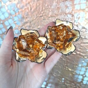 NWOT Zara GoldFlower Statement Earrings